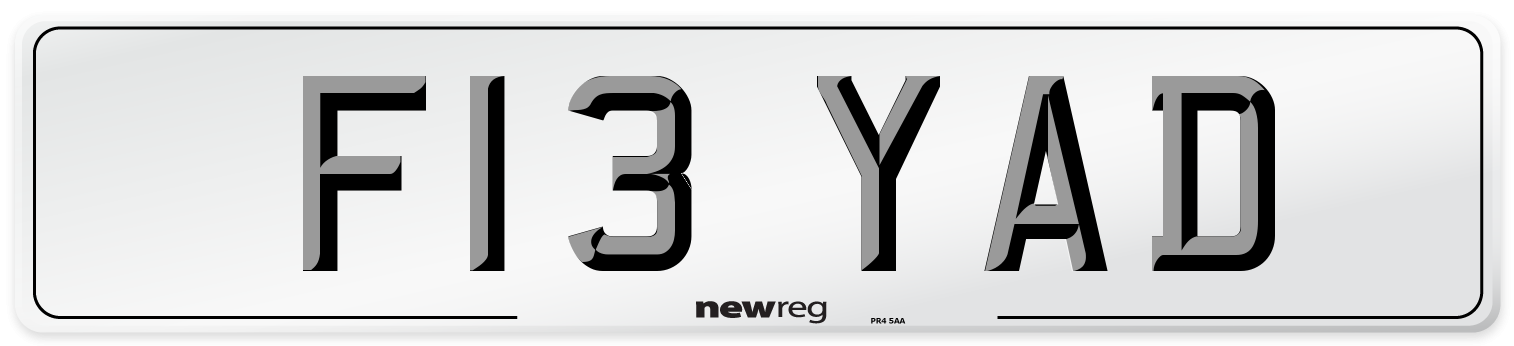 F13 YAD Number Plate from New Reg